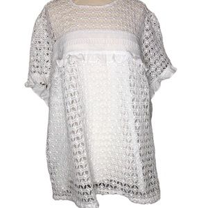 Eloquii White crotchet Short Sleeve top size 24